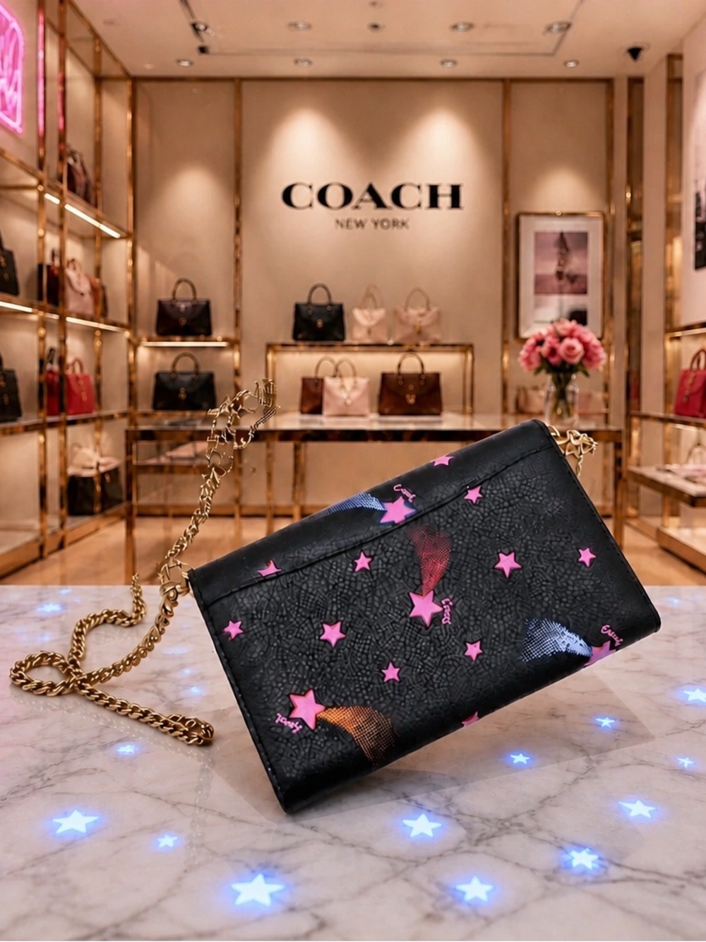 πNEW Coach Tammie Clutch Crossbody With Disco Star Print Convertible Bagπ - Picture 10 of 12